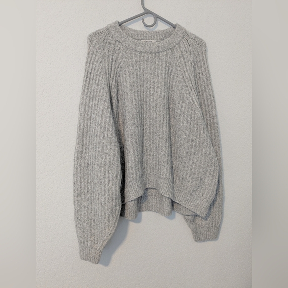 Madewell Heather Grey Cotton Wool Ribbed Super Soft Chunky Crewneck Sweater XL - Picture 6 of 12
